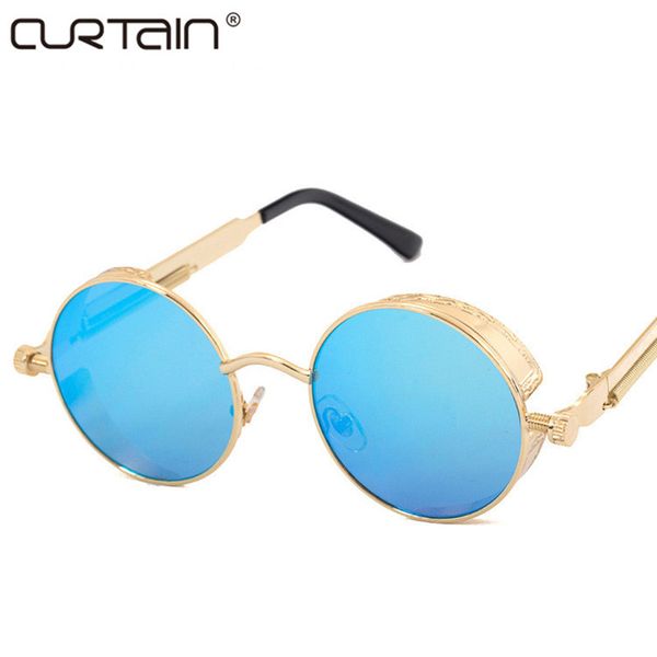 

sunglasses round metal steampunk men women fashion glasses brand designer retro vintage uv400, White;black