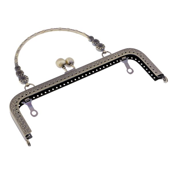 

vintage metal purse clasp frame handle sewing clutch bags accessories, Black