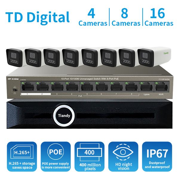 

systems fsd 4mp 8ch urveillance system dome infrared camera poe nvr kit onvif security water resisitance