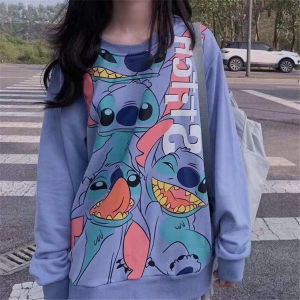 

stilson men's and women's cartoon printing aging all-match fast couple style stilson round neck sweatersweater sweater inwue, Black