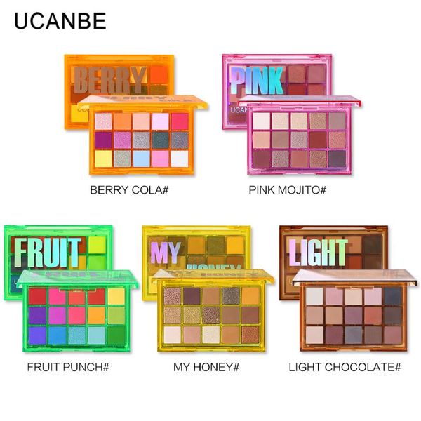 Lidschatten UCANBE Sweet Party Lidschatten-Palette Neon-Make-up-Palette 15 schimmernde Glitzer-Matttöne Matellic Nude Blendable Pigment Powder