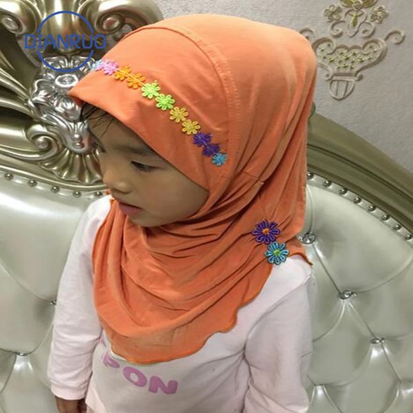 

dianruo fashion classic girls kids muslim beautiful hijab islamic arab scarf shawls flower pattern national headscarf n411, Blue;gray