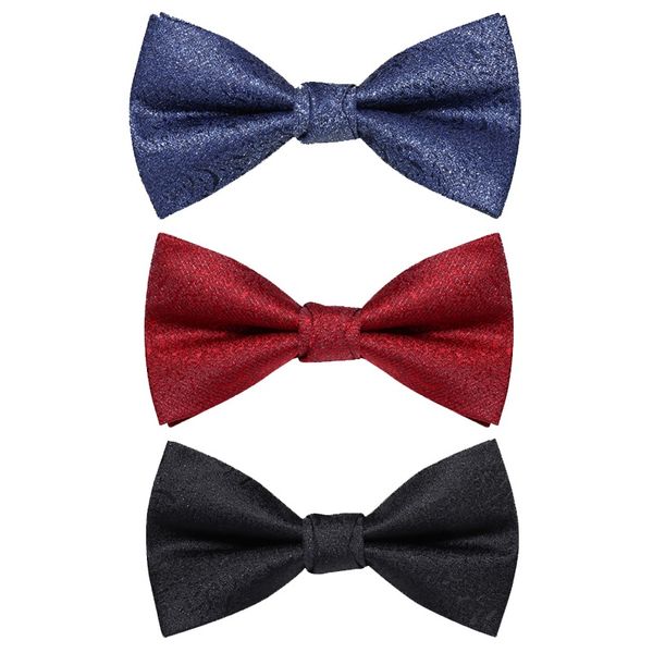 

2020 brand new fashion men's bow ties double fabric red black blue bowtie banquet wedding formal butterfly tie with gift box, Black;gray