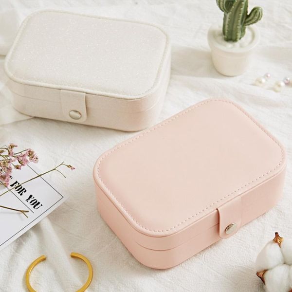 

pu leather jewelry box princess jewelery storage box 4 color jewelry gift for woman, Pink;blue