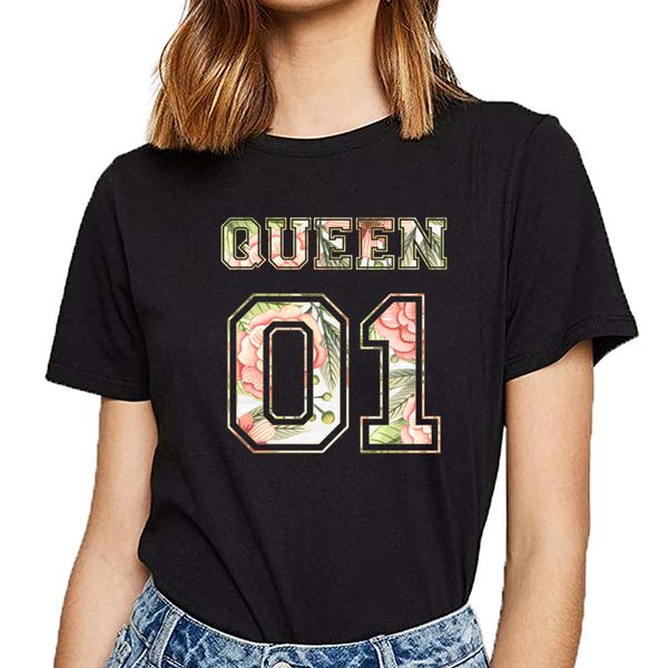 

t shirt women 01 king and queen kawaii inscriptions cotton female tshirt
