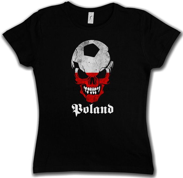 

classic poland football skull flag woman tank - polish fan hooligan shirt