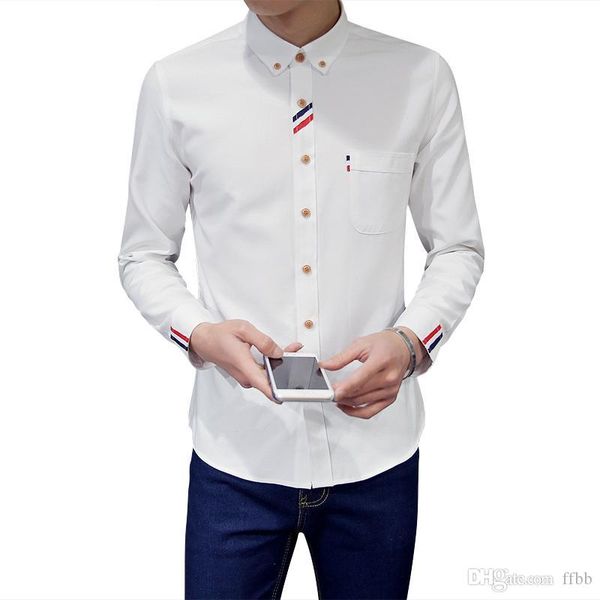 

dress shirts men fashion oxford shirts long-sleeve camisa masculina slim fit camisa social casual white shirt c274, White;black