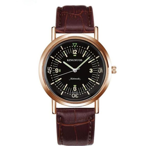 

wristwatches customize luminous men and women casual couple watches student leather strap quartz watch, Slivery;brown