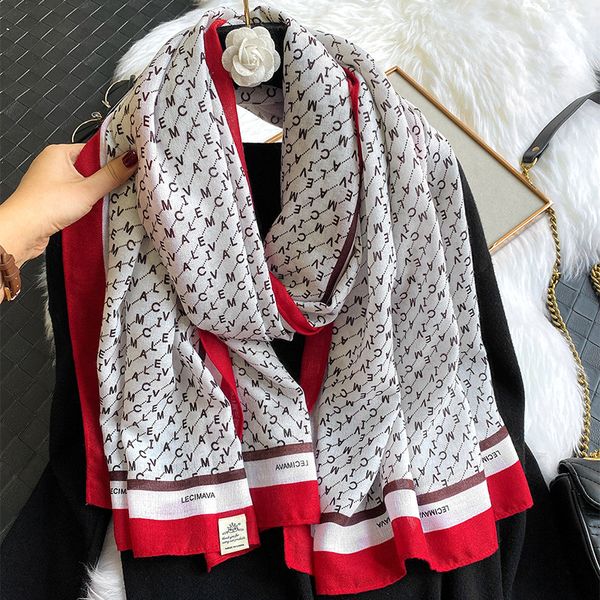 

scarves cotton scarf autumn winter warm shawls women letter foulard hijab headband wraps 2021, Blue;gray