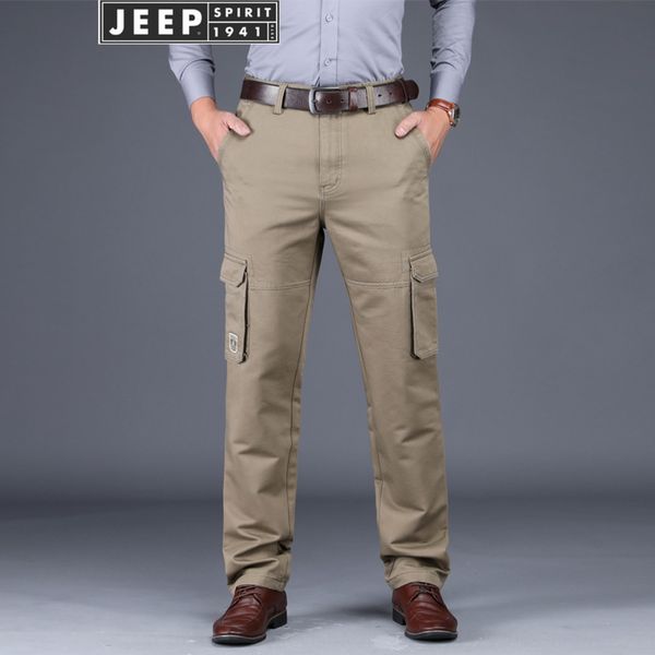 

jeep/jeep new overalls casual men's casual multi-bag pants straight mid-waist loose large size men's pants outdoor overalls b0j5y, Blue