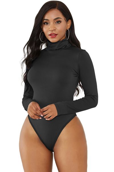 Manga comprida Sexy Romper Mulheres Bodysuit Verão novo sólido Macacões Clube Wear O-Neck Moda Bottoming shirt Roupa Mulheres