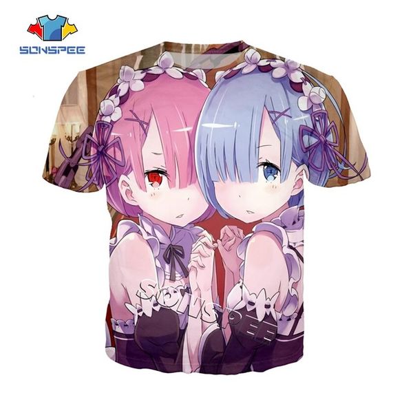 

re:zero ram and rem 3d anime summer street wear men 3d print shirts graphic funny plus size men clothing
