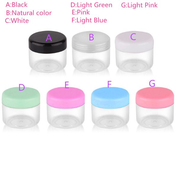 Limpar plástico creme Jar com garrafas Lid Colorido Vazio maquiagem cosméticos Hand Cream Jars PET Loção Pot frete grátis