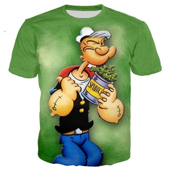 

new popeye summer punk crewneck oversized 5xl 3d print shirts anime humor funny men clothing