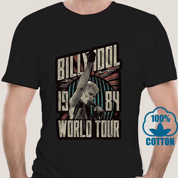 

0277d billy idol men short sleeve t-shirt black world tour summer o neck tee shirt