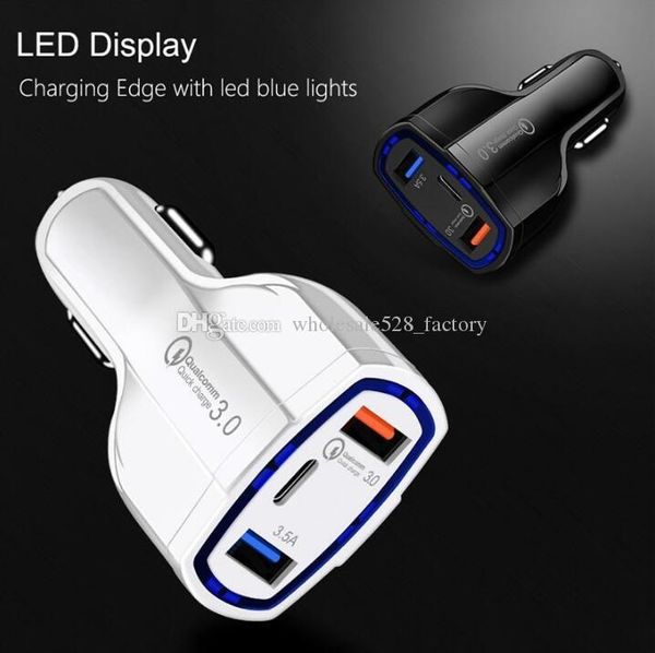 

18w pd fast car charger qc3.0 quick charger 3usbtype c usb quick charging car cellphone charger for samsung smartphone