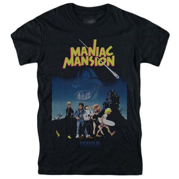 

maniac mansion t-shirt lucasfilm games 1987-retrogaming-monkey island casual plus size tee shirt