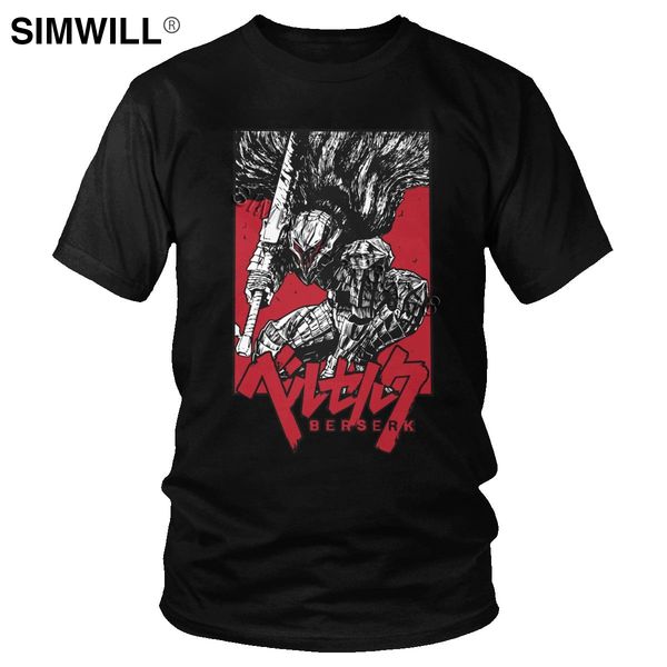 

japanese manga berserk t shirt men's novelty short sleeved 100% cotton t-shirt round neck swordsman gatsu tshirt anime tee gift