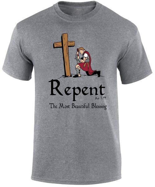 

2019 summer tee shirt repent the most beautiful blessing religious gospel slogan chrifunnyan men t-shirt o-neck t-shirt