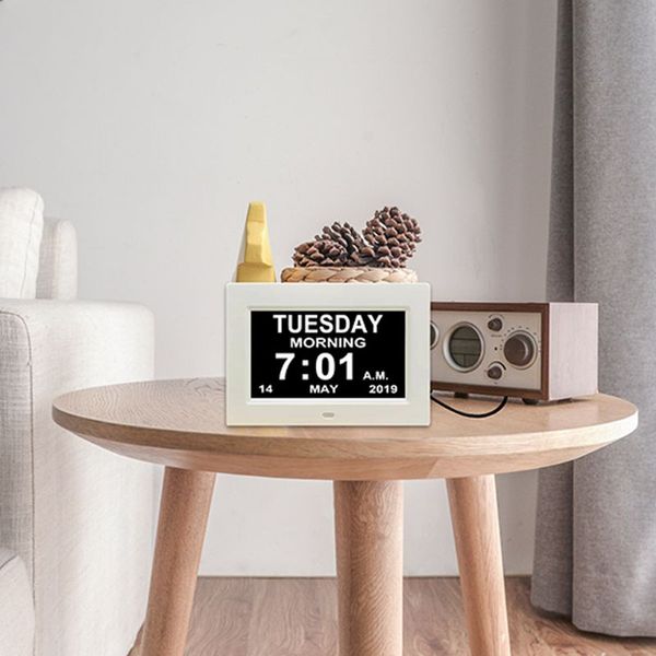 

7 "inch digital clock calendar with oversized font date day reminder for elderly and children auto dimming 9 languages