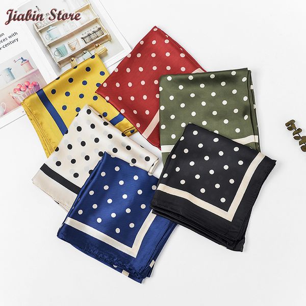 

2020 new fashion scarf silk feeling shawl scarf foulard dots print big size square scarves hijab wraps, Blue;gray