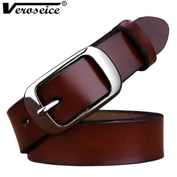 

veroseice] grade genuine leather belt women fashion female strap casual waistband jeans women belt cow leather cinturones, Black;brown