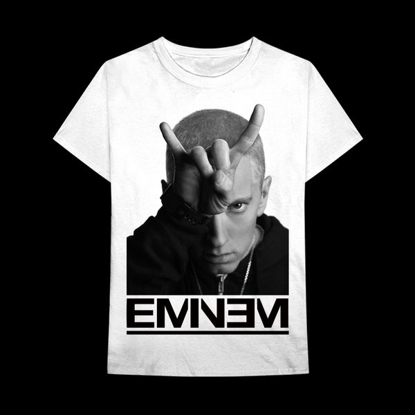 

eminem finger horns white t-shirt интересное