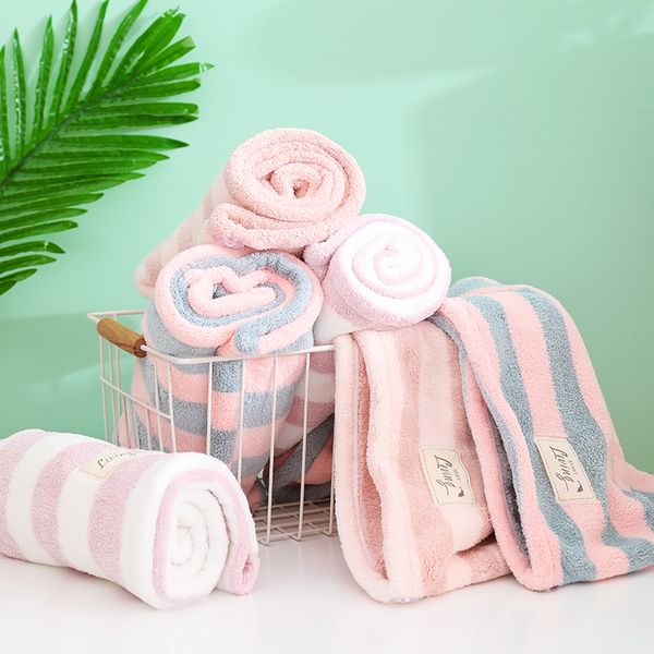 

simple and fresh striped hair care and mite removing cap women's quick drying shampoo towel lovely shower hat