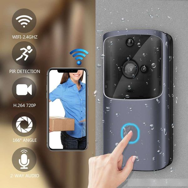 

wifi doorbell waterproof smart video door bell camera 720p wireless intercom pir alarm ir night vision ip camera for door eyes