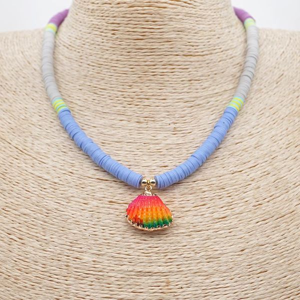 

chokers go2boho pendant shell necklace beach seashell choker for women boho jewelry handmade collar heishi necklaces polymer disc beads, Golden;silver