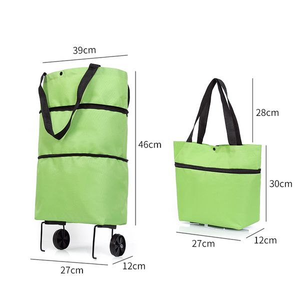 

ecofriendly trolley bag portable multi-function oxford folable tote shopping bag reusable grocery bags with wheels grocery cart 200919