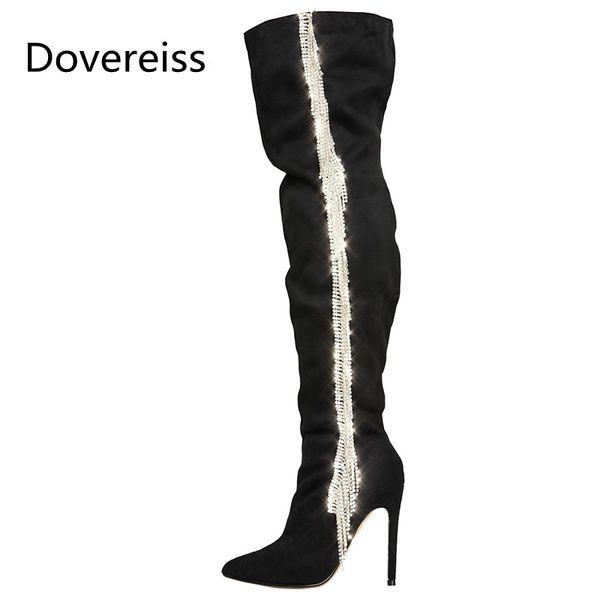 

boots dovereiss fashion women's shoes winter pointed toe stilettos heels suede elegant red over the knee concise mature 33-43, Black