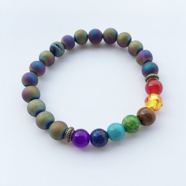 

natural frosted plated beads bracelet classic natural stone colored beadedsuitable for couple match, Black