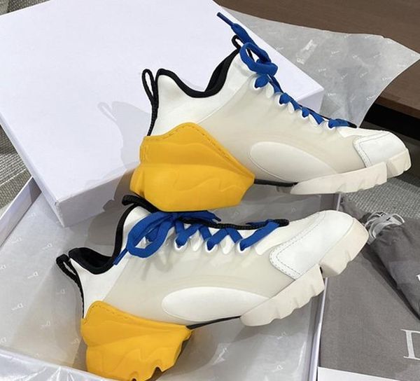 

2020 designer brand lace-up casual old dad shoes d-connect pvc film sunflower printing color combination womens sports shoes, Black