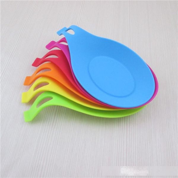 

reusable silicone spoon mats insulation heat resistant fork chopstick holder kitchen tableware pats multi colors spoon tray