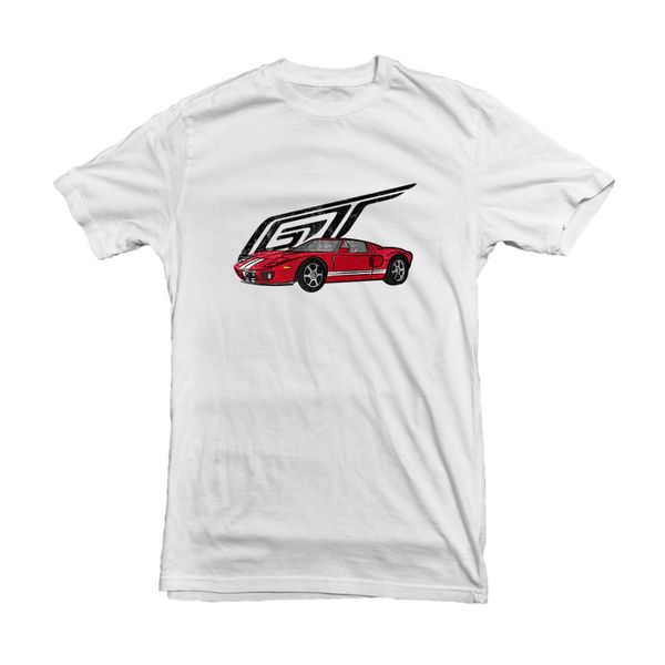 

men's t-shirt 2019 red american classic car gt car outline t-shirt for fan tee white or black 100% cotton brand new t-sh