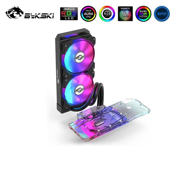 

fans & coolings bykski gpu a-rgb water cooling kit 240mm radiator heatsink dual mode motherboard aura sync b-frd5700xt-rbw b-frd2080ti-rbw
