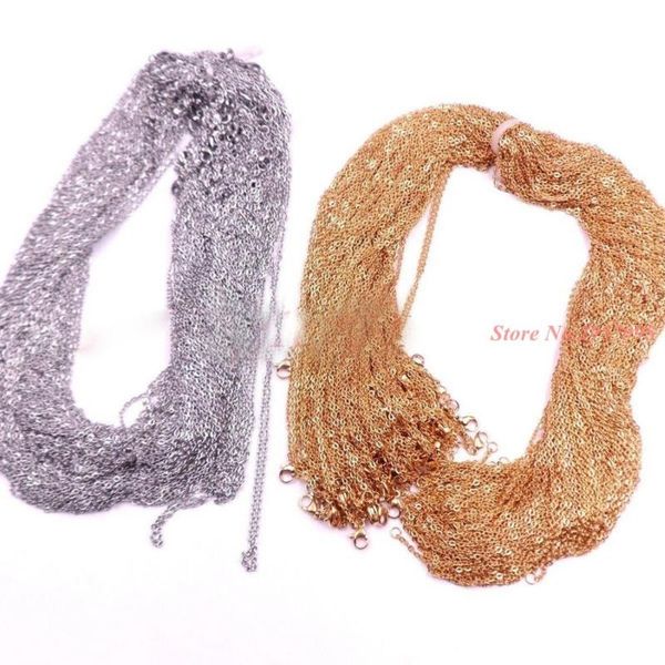

10/20/50/100pcs/lot 1.5/2/2.4/3.2mm wholesale in bulk gold color stainless steel thin cross link chain mens womens diy necklace, Silver