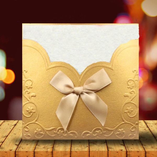 

greeting cards 20pcs/lot square ribbon invitations party decoration personalized blessing card business wedding invitation