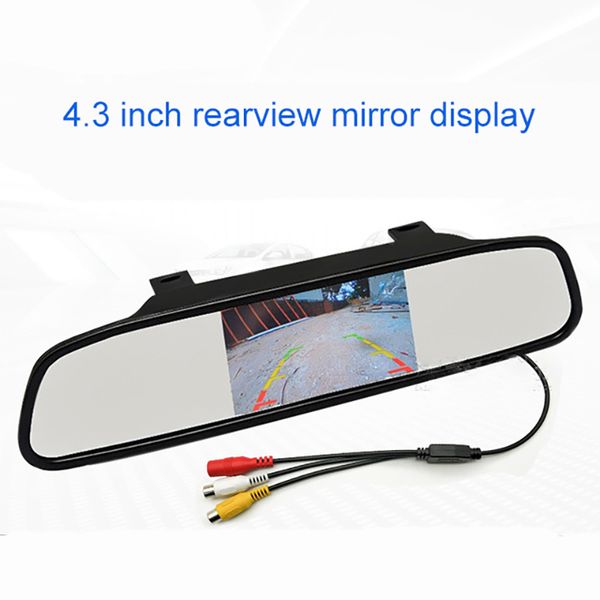 

car video 4.3 inch hd rearview mirror monitor lcd screen vehicle high clear auto parking reversing auxiliary display av1/av2 dc12v