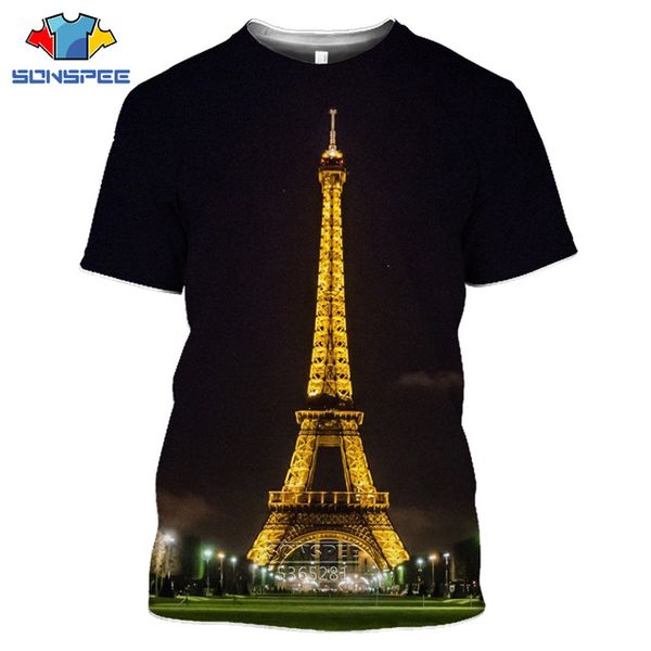 

eiffel tower landscape 3d print shirts horror aesthetic graphic men clothing