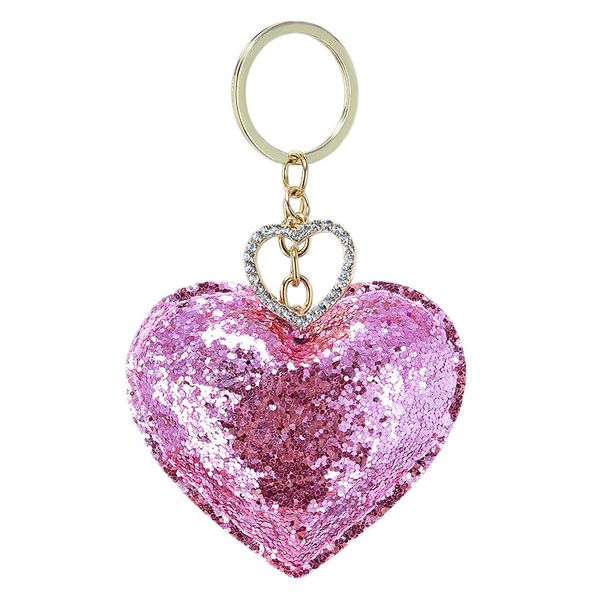 

keychains leopard print heart shaped keychain pendant withsequins,plush fashion alloy crystal key ring for ladies bags and cars chains, Silver