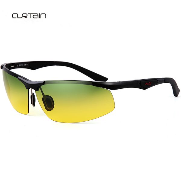 

men's fashion aluminum magnesium polarized sunglasses night driving glasses multi-functional sunglasses rain fog cloudy day, White;black