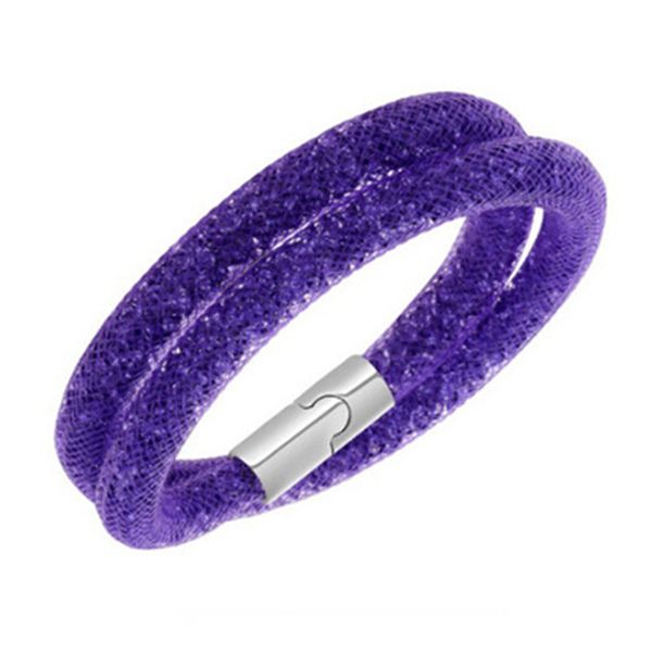 

newly simple fashion women bracelets reticular tube filling rhinestones magnetic buckle hand chain ladies jewelry accessories fi, Golden;silver