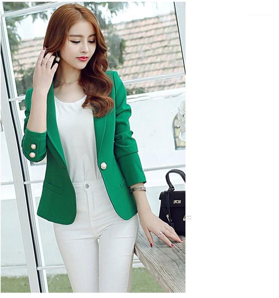 

slim suit blazer coat female casual jacket long sleeve one button lady blazers fashion spring summer women, White;black