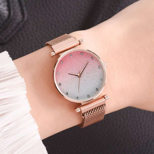 

wristwatches women quartz watch starry sky series round dial alloy mesh band watches j55, Slivery;brown