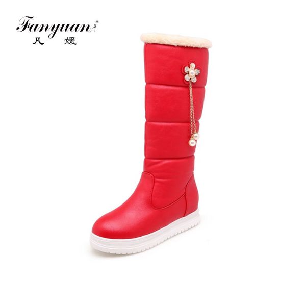 

fanyuan new 34-43 winter warm fur boots ladies warm mid-calf snow boots women 2020 casual flat platform shoes woman, Black