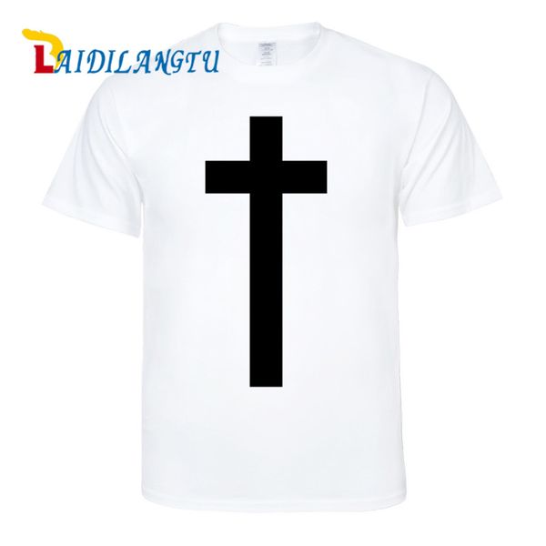 

new cotton tees cross print t-shirt mens printed graphic tee religion men t shirt o-neck men clothes tee