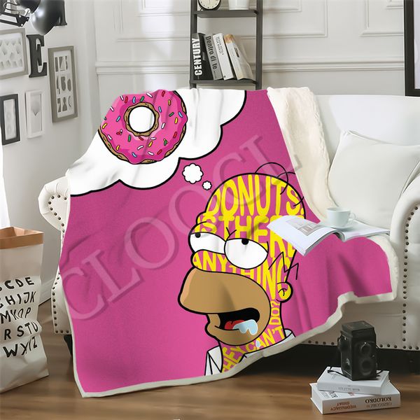 

CLOOCL Sofa Travel Youth Bedding Anime The Simpsons 3D Print Cartoon Simpson Double Layer Blankets Bedspread for Plush Blanket Sofa Quilt