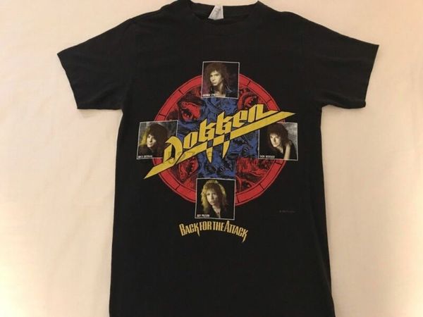 

vintage t shirt 80's 1987 dokken back for the attack concert tour usa size